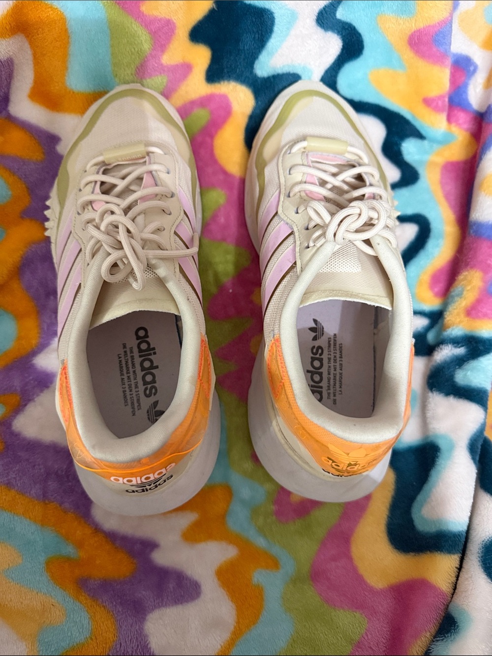 adidas Women’s Cream and Pink Retro Runner Sneakers - Picture 3 of 4